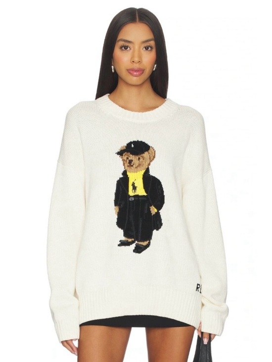 Polo Ralph Lauren Sweaters - Polo by Ralph Lauren Cream Crewneck Sweater with Bear Graphic